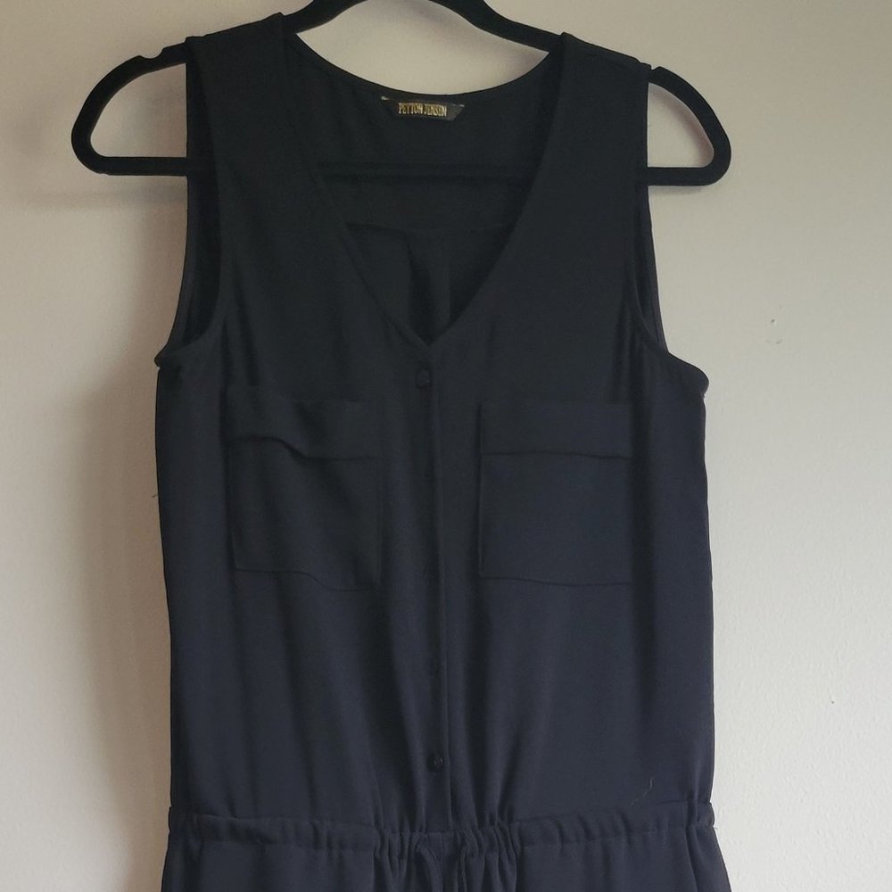 Peyton Jensen Black Sleeveless Coverall POCKETS M